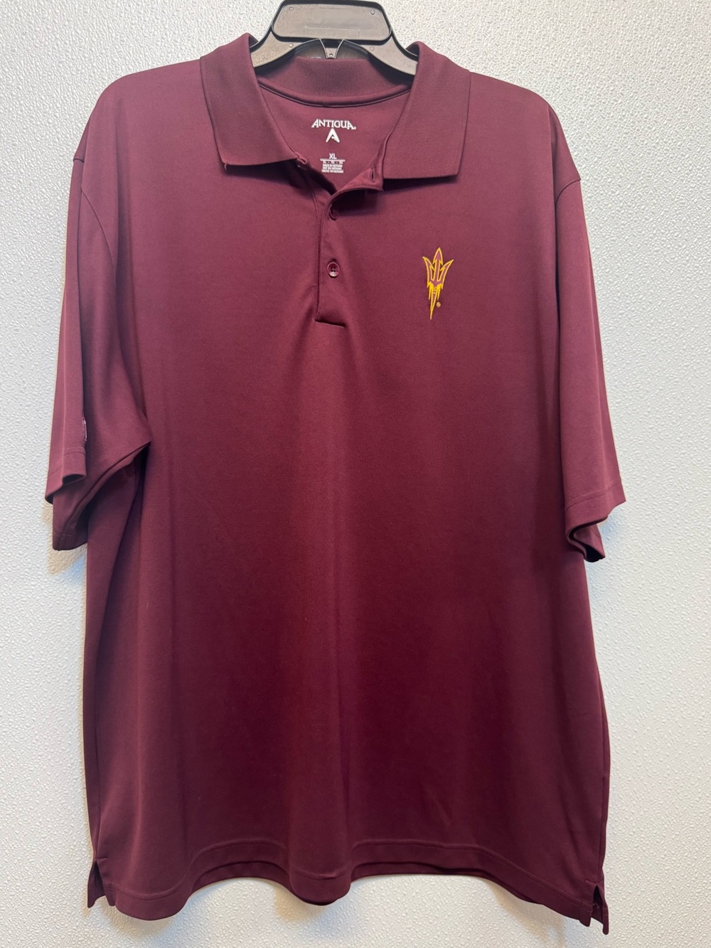 Antigua Men's Maroon Polo Sun Devils Yellow Embroidered Logo Sz XL (E-57)